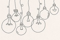 hand-drawn light bulb vector in minimal style on beige background