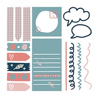 Sticky note doodle collection vectors