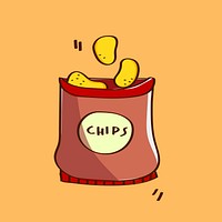 Hand drawn chips in a bag vector