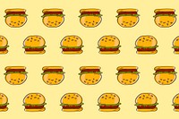 Hamburger doodle seamless patterned yellow background vector