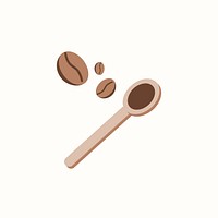 Spoonful of coffee with coffee beans vector