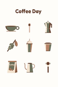 Colorful coffee utensil collection vector
