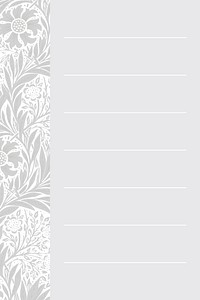 Gray William Morris Pattern notepaper template vector