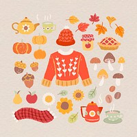 Autumn design elements vector set