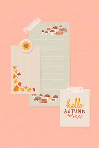 Autumn themed paper template vector set