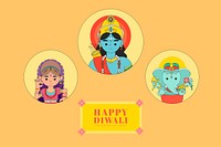 Hindu deities Diwali festival background vector