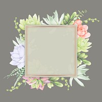 Hand drawn succulent square frame template vector
