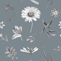 Gray floral wallpaper design vector