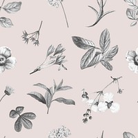 Pink floral wallpaper design vector
