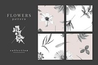 Blooming flowers pattern  vector collection
