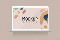 Abstract design element patterned background on a laptop screen mockup vector