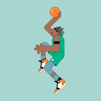 Young basketball player on mint green background vector