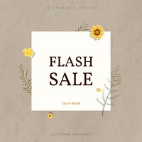 Autumn flash sale promotion poster template vector