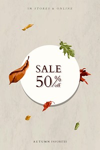 Autumn 50% off sale promotion poster template vector
