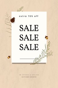 Autumn 70% off sale promotion poster template vector