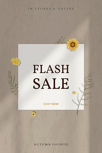 Autumn flash sale promotion poster template vector