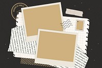 Blank instant photos and ripped papers background vector