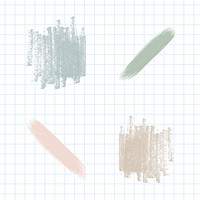 Watercolor and crayon stroke texture set vector