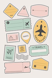 Travel stickers and badge set vector