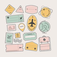 Travel stickers and badge set vector