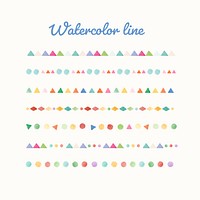 Colorful watercolor line design vector set