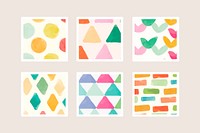 Colorful geometric watercolor seamless pattern background vector set