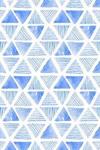 Indigo blue watercolor triangle patterned seamless background vector