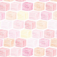 Pink watercolor cubic patterned seamless background vector
