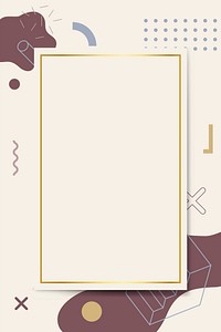 Gold frame on Memphis design pattern background vector