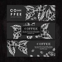 Black international coffee day banner design vector set