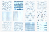 Blue abstract brush background vector set