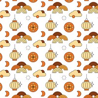 Chinese Mid Autumn festival seamless patterned background vector