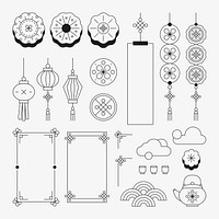 Chinese Mid Autumn festival design elements vector set