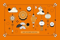 Orange Chinese Mid Autumn festival background vector