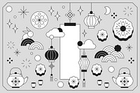 Black and white Chinese Mid Autumn festival background vector