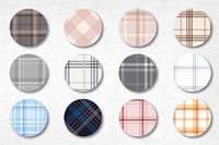 Plaid seamless pattern fabric sample swatch design element vector set