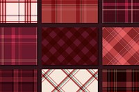 Red plaid seamless patterned background vector set