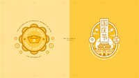 National Chinese day badge vector set