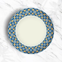 Indian pattern plate on white marble background vector