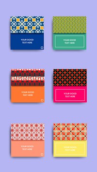 Indian pattern note templates vector set