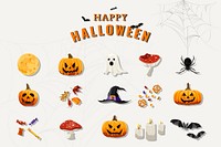 Halloween elements set on white background vector