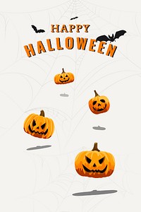 Happy Halloween background with Jack O'Lantern and bat elements vector