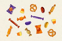 Candy elements set on beige background vector