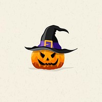 Jack O'Lantern in a witch's hat element on beige background vector