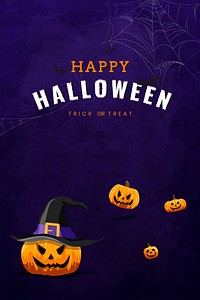 Happy Halloween Jack O&#39;Lantern elements on purple background vector