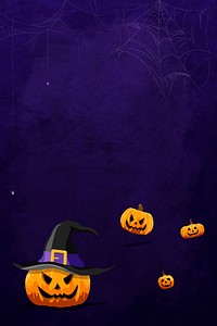Jack O&#39;Lantern pattern on purple Halloween background template vector