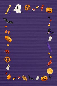 Halloween elements frame on purple background vector