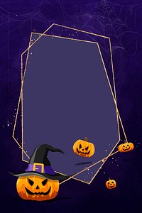 Jack O&#39;Lantern frame on purple background vector