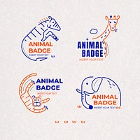 Animal badge design elements vector set