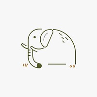Cute elephant badge element vector